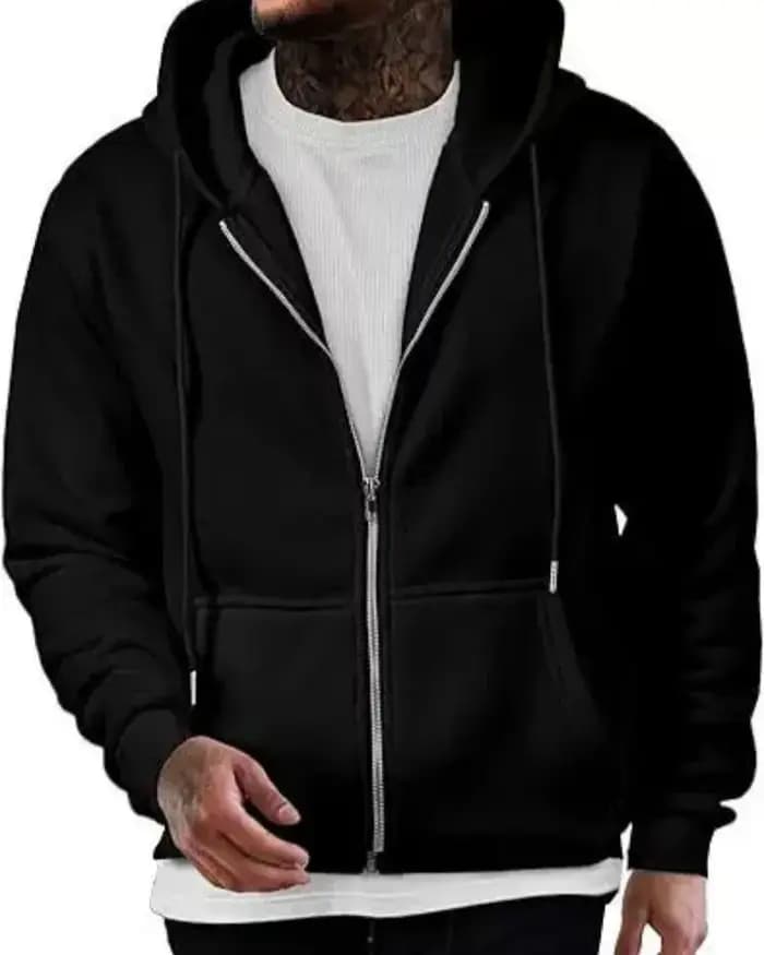 Sweat à capuche à manches longues avec fermeture éclair pour homme