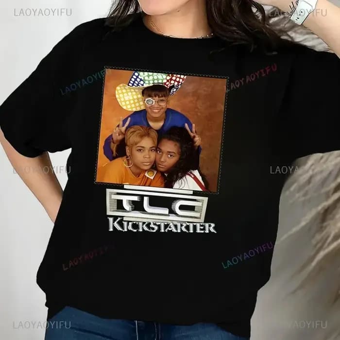 T-shirt imprimé vintage des années 90 du groupe TLC, tendance neutre TLC, t-shirt unisexe à manches