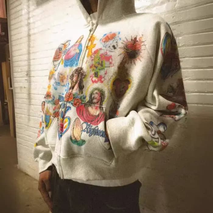 2025 rue vêtements de sport motif rétro sweat à capuche imprimé tempérament ample hommes