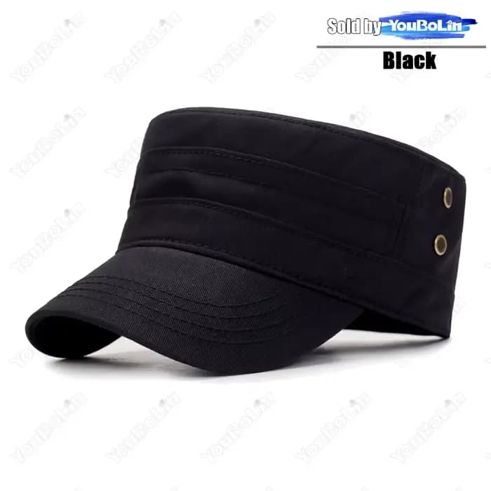 Casquette plate réglable unisexe avec logo en métal, casquettes de camionneur en coton, chapeau de s
