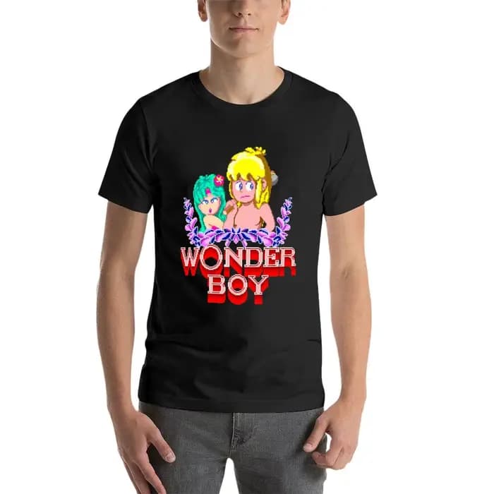 T-shirt imprimé WONDER BOY ARCADE SCREEN pour homme, vêtement estival