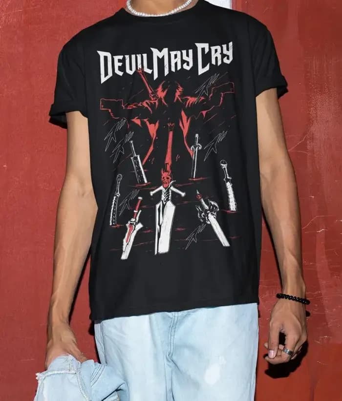 Dante Shooting DMC T-shirt pour hommes et femmes, May Cry DMC3 T-shirt ample d'été décontracté pour