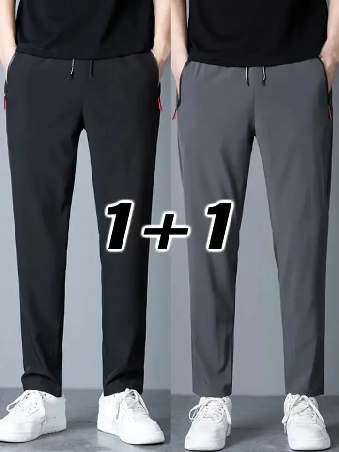 2 pièces hommes pantalons décontractés Stretch taille élastique survêtement coréen classique bleu no