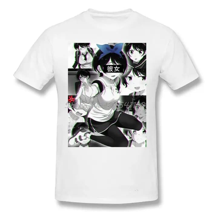 Haute qualité hommes vêtements col rond 100 coton Ruka Sarashina graphique T-shirt louer une petite amie Kazuya Mizuhara Anime manches courtes