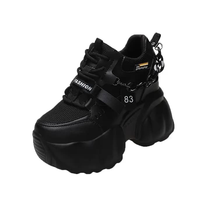 JOChunky Sneakers pour Femme, Blanc, Noir, Mode, 10cm, Semelle Optique, Décontracté, Chaussures de d