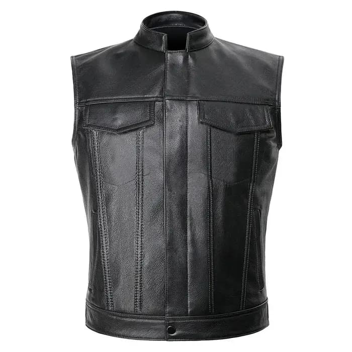 Classique hommes col montant moto Biker gilet en cuir mâle élégant nouveaux vêtements automne hiver