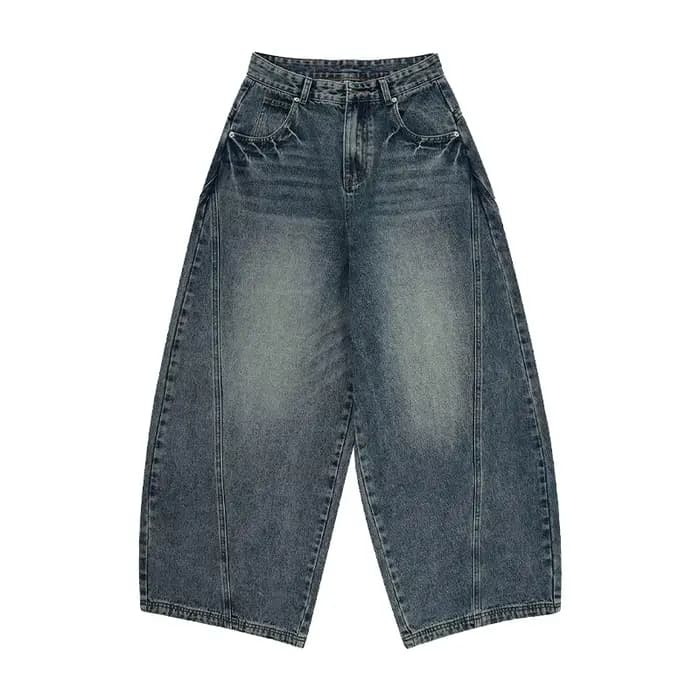 Jean surdimensionné à jambes larges pour homme, pantalon ample, Vintage, Patchwork foudre craquelée,