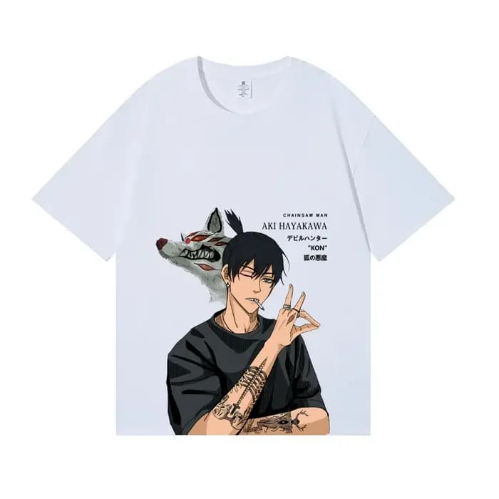 Nouveau T-shirt classique style japonais Chainsaw Man Aki Hayakawa 2026 – Streetwear de haute qualit