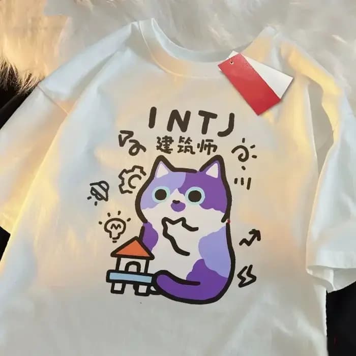 MBTI été et printemps femmes T-Shirts à manches courtes amusant chat T-Shirt respirant doux mode des