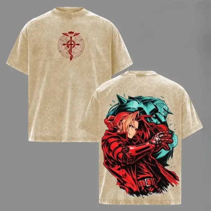 T-shirt imprimé Hot Anime Fullmetal Alchemist Edward Elric pour hommes et femmes
