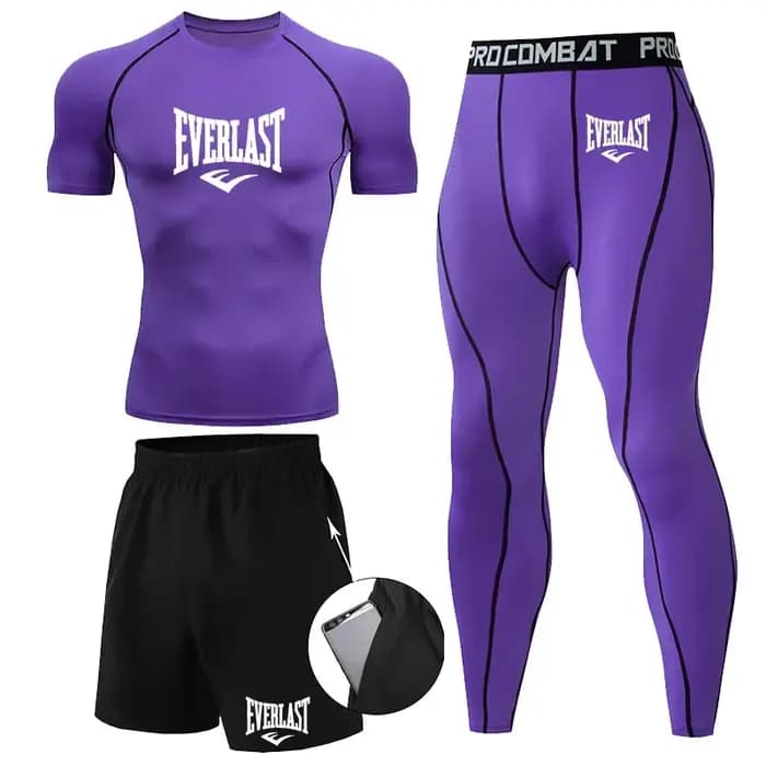 EVERLAST hommes T-shirt + Short 2 pièces ensemble loisirs souffle à manches courtes Sport Jogging gymnase marque impression vêtements
