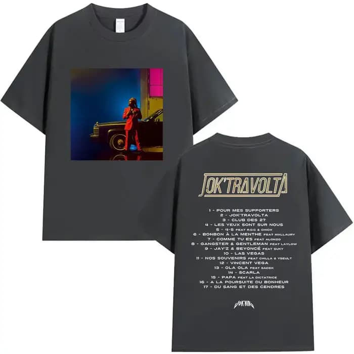 Rappeur Jokair Jok Travolta Tour 2025 t-shirts graphiques hommes Vintage surdimensionné coton T-shirt homme mode Hip