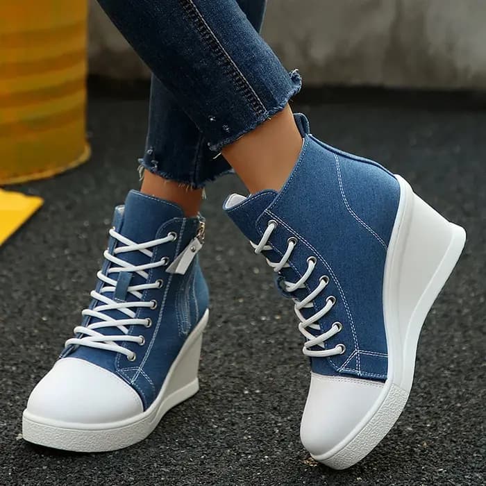 Baskets montantes à talons compensés pour femmes