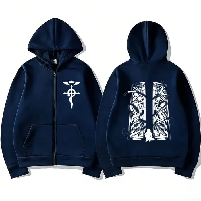 Sweat à capuche zippé Anime Fullmetal Alchemist Edward Elric pour hommes et femmes