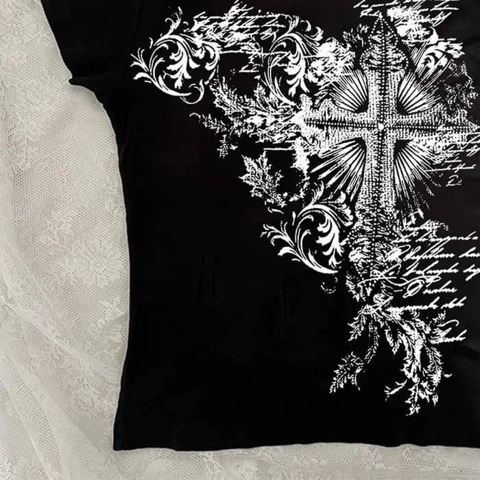 T-shirt imprimé style Y2K pour fille Emo