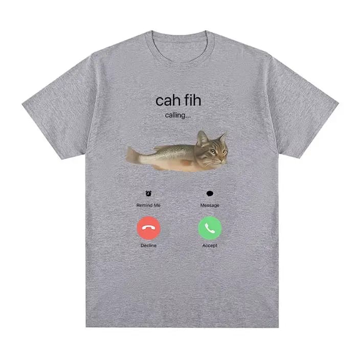 T-shirt humoristique Cah Fih Meme : Chat