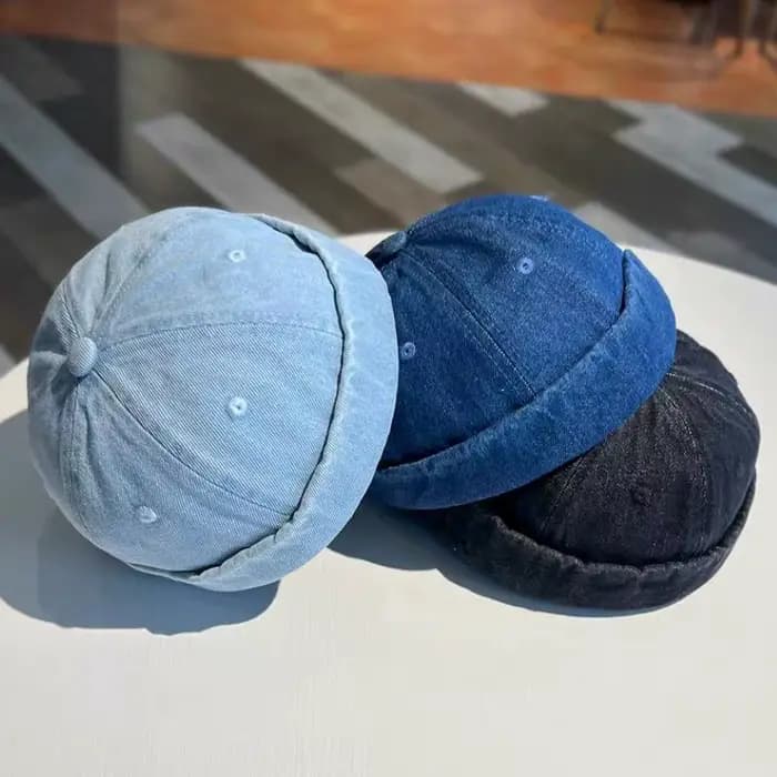 Casquette Docker en Denim sans bords
