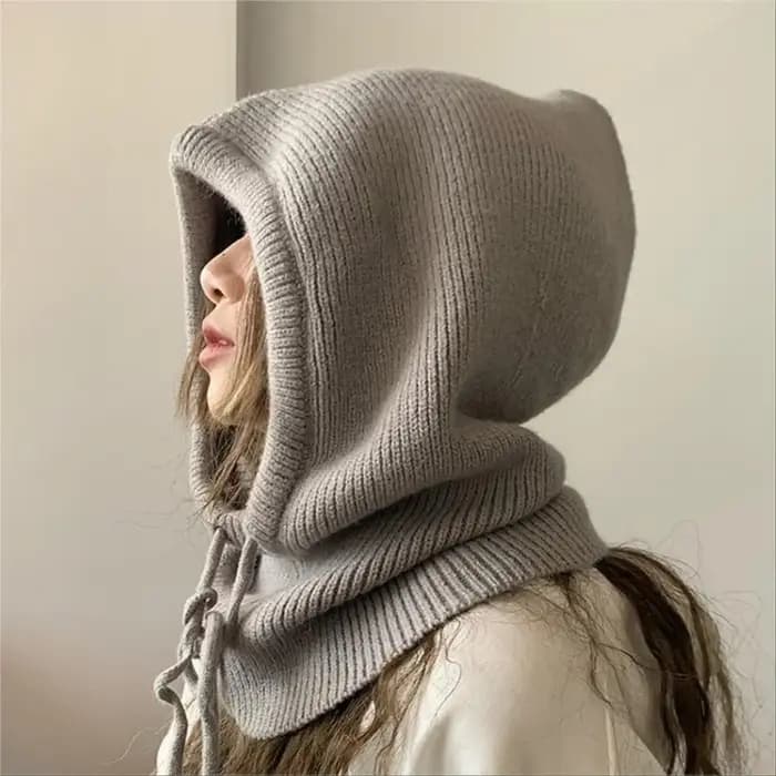 Casquettes à capuche tricotées femmes hommes hiver cou couverture cagoule chapeaux extérieur chaud laine cordon
