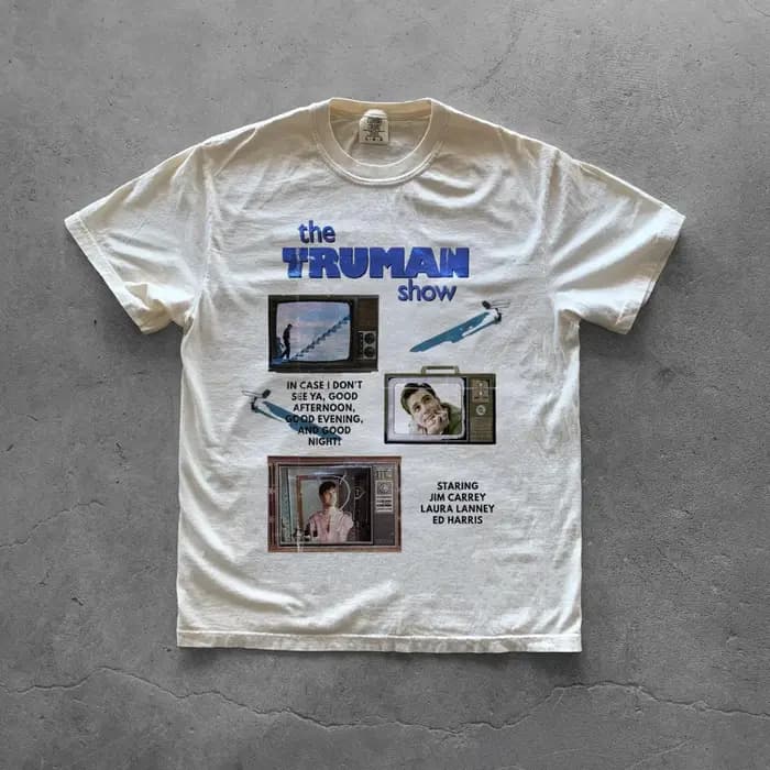 T-shirt rétro du film Truman's World, en pur coton, T-shirt d'été unisexe, décontracté, à la mode