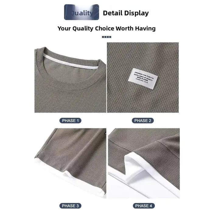 T-shirt décontracté à manches courtes et col rond en soie glacée Rui Tong pour homme