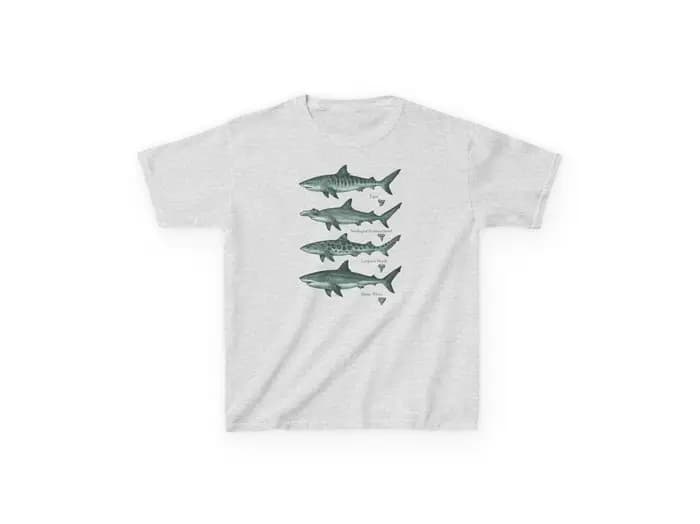 T-shirt d'espèces de requin, t-shirt de biologie marine de style vintage avec requin tigre naturel,