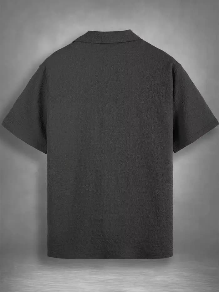 Chemise à col cubain texturée pour homme