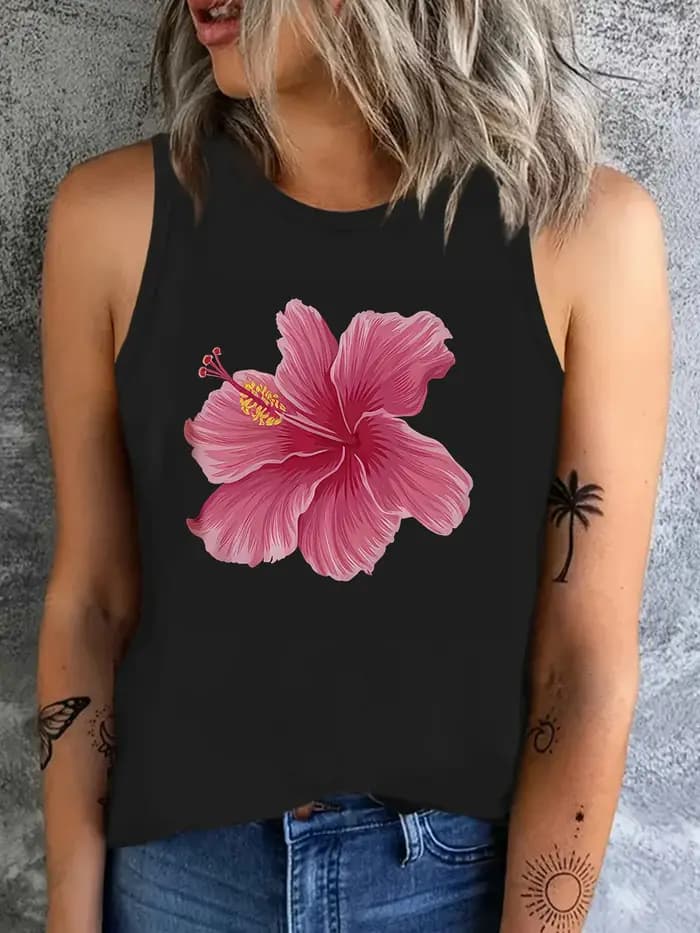 T-shirt graphique à fleurs imprimé années 90