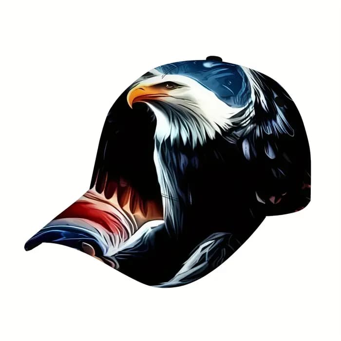 Casquette de baseball avec tête d'aigle et drapeau américain