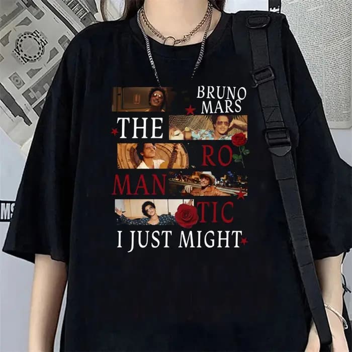 Bruno Mars The Romantic Tour – T-shirt décontracté à col rond