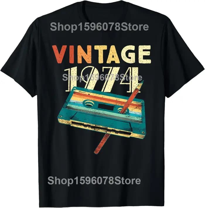 Vintage légendes nées en 1974 52 ans t-shirts hommes femmes pur coton Humor Streetwear t-shirt à manches courtes unisexe vêtements amples