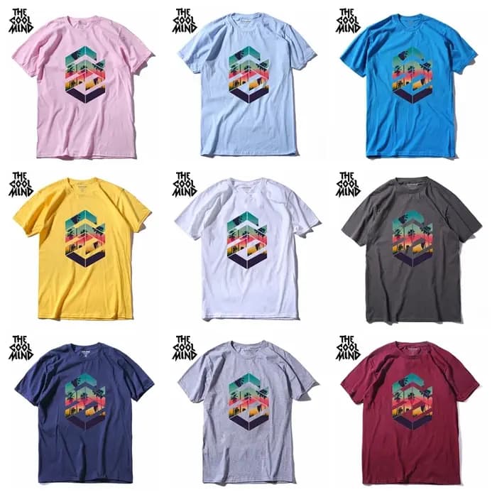 COOLMIND QI0311A cool ample o-cou été imprimé décontracté hommes t-shirt à manches courtes 100% coton