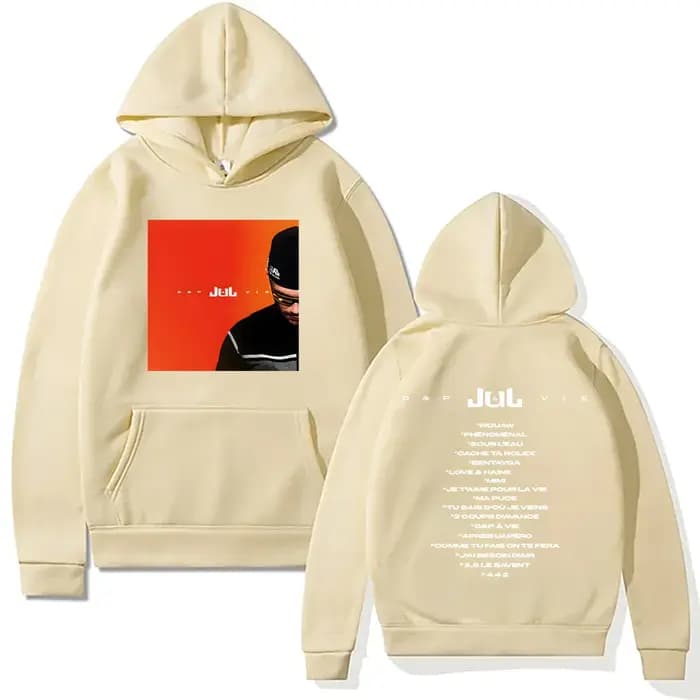 Rappeur Jul sweat à capuche JuL D & P Pour Vie Album de musique sweat-shirts graphiques tendances Design créatif