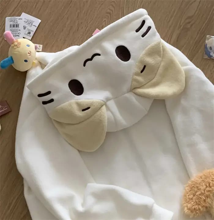Masyumaro moelleux Fuwa Nyanko chat sweat à capuche zippé polaire vêtements d'extérieur hauts Anime mignon Kawaii hiver