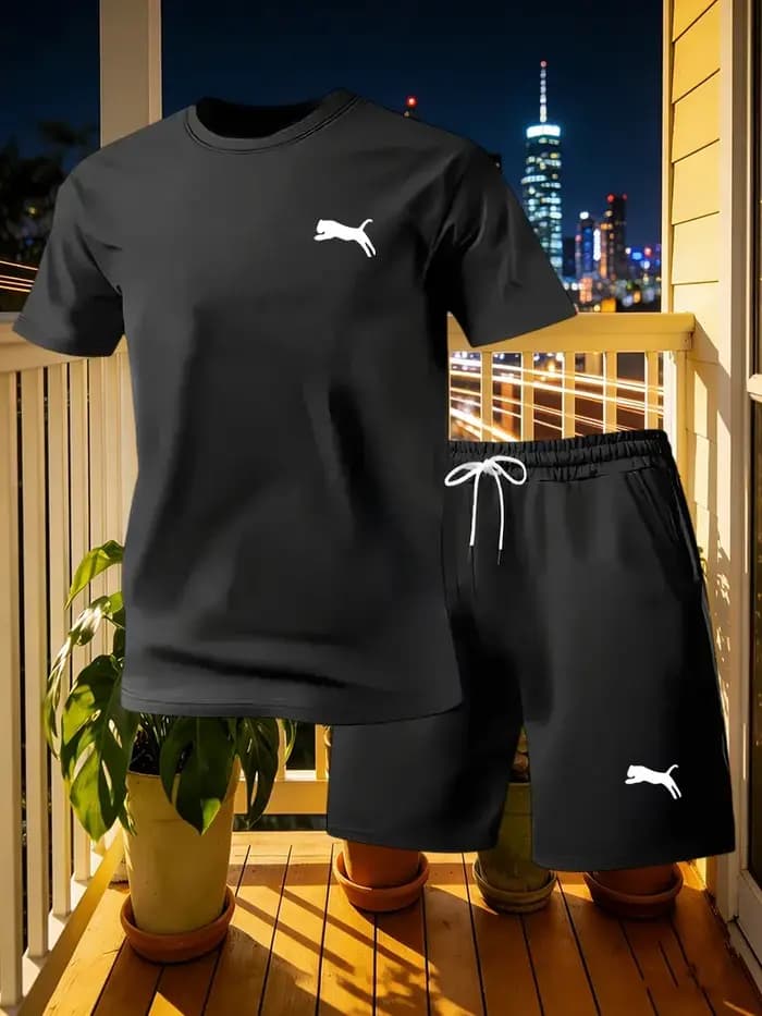 Ensemble 2 pièces tendance pour homme : T-shirt à manches courtes et short – Style européen et américain