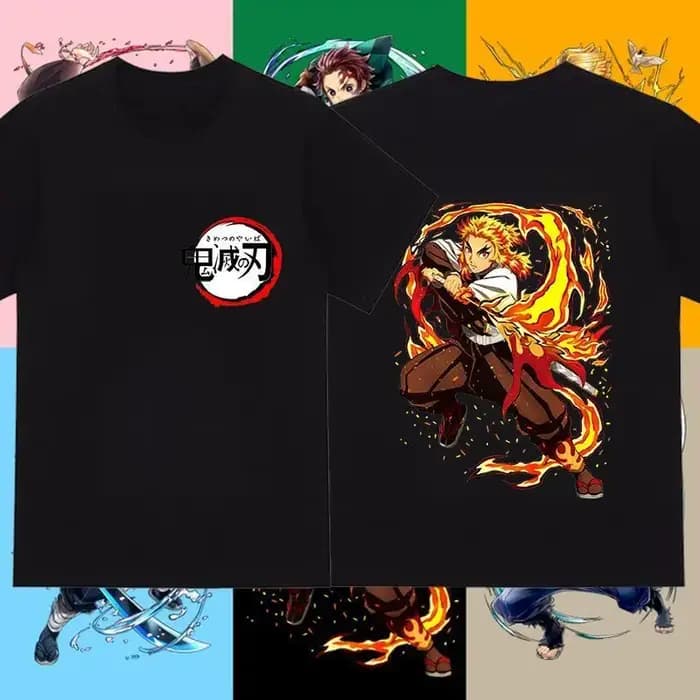 Inosuke Hashibira unisexe pur coton T-shirt 2026 été Anime Double face imprimé ample décontracté Parent-enfant haut à manches courtes