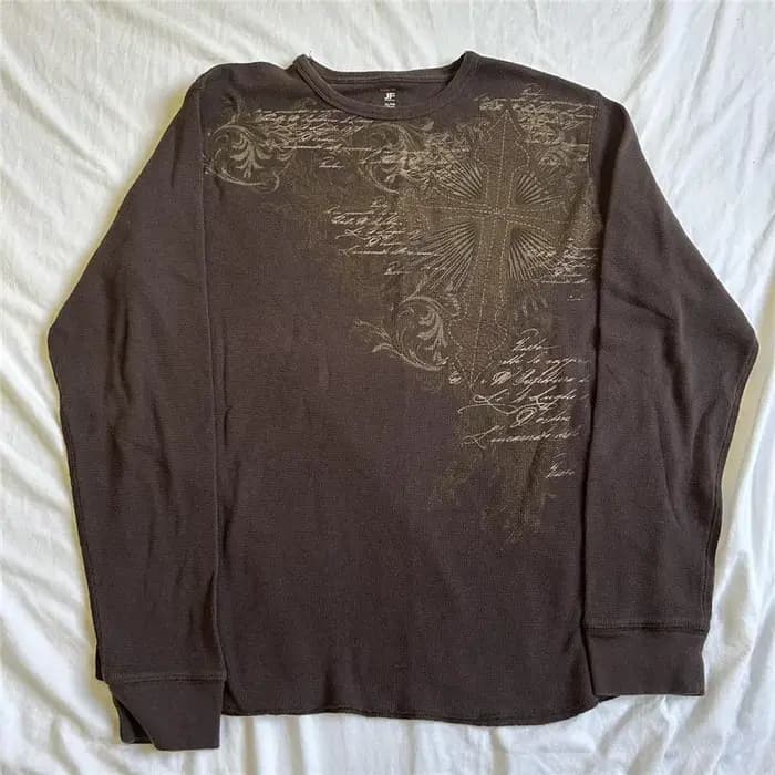 Gaono Vintage y2k Fairycore Grunge imprimé graphique culture hauts T-shirts femmes automne col rond à manches longues