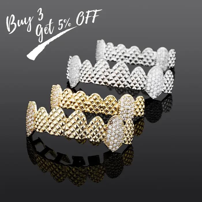TOicalRILLZ-Ensemble de bijoux Hip Hop Iced Out CZ Grillz