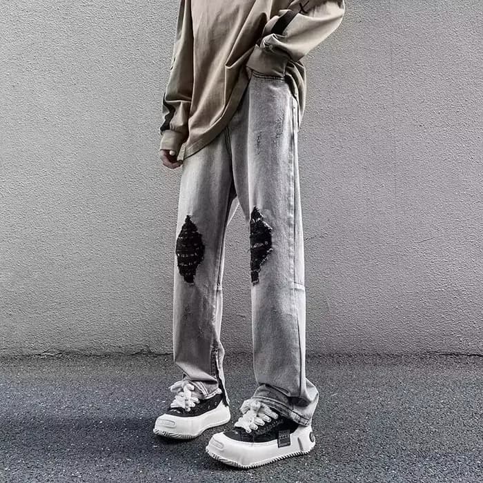 Nouveau Jean Droit Déchiré Tendance Printemps-Automne
