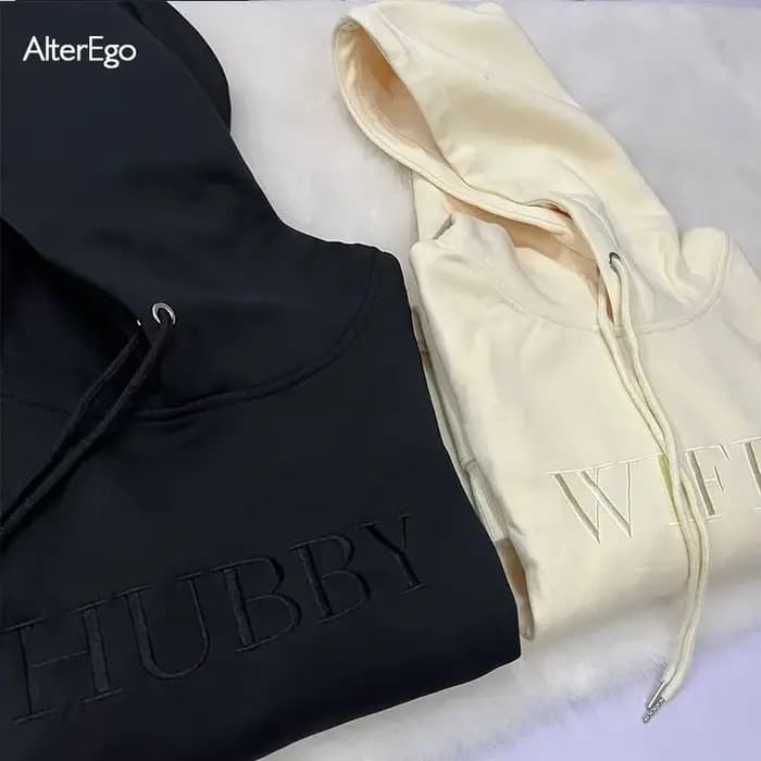 Sweats à capuche unisexes assortis brodés pour couple