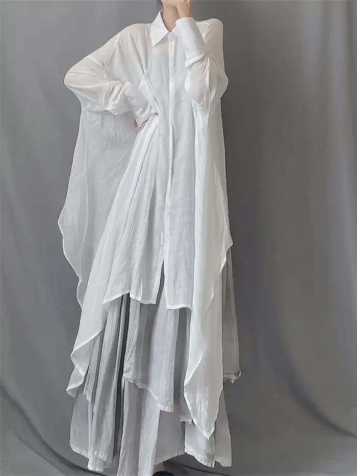 DEAT 2025 nouveau mince voir lancer Styles chauve-souris léger ample taille libre chemise longue Blouse