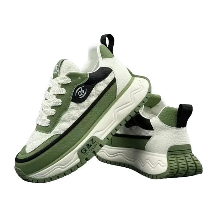 Chaussures Homme Tendance de Luxe en Cuir, Baskets Sportives Décontractées Style Papa, Semelle Épaisse Rehaussante, Collection Automne