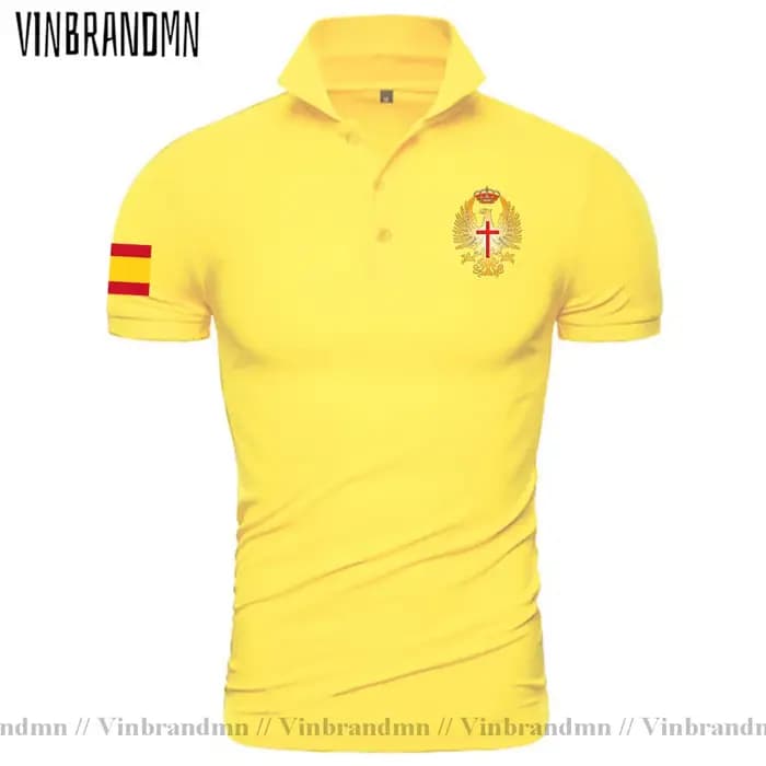 Armée royaume d'espagne Espana ESP espagnol Spaniard hommes coton été coupe ajustée à manches courtes couleur unie polos t-shirts de mode