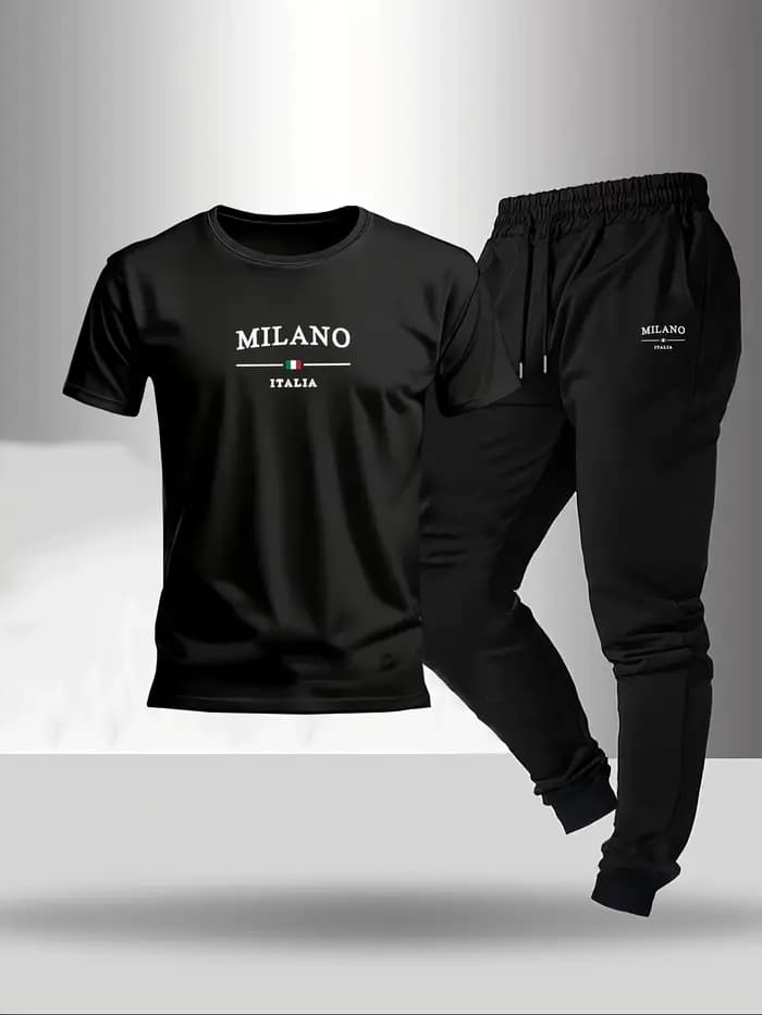 Ensemble T-shirt et pantalon à col rond pour hommes