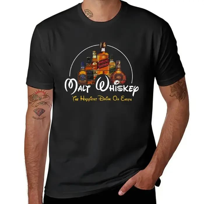 T-shirt Malt Whisky pour hommes, mode hippicopter, funny pun parody