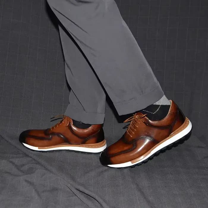 Marque chic en cuir véritable hommes baskets décontractées chaussures mode européenne automne hiver semelle