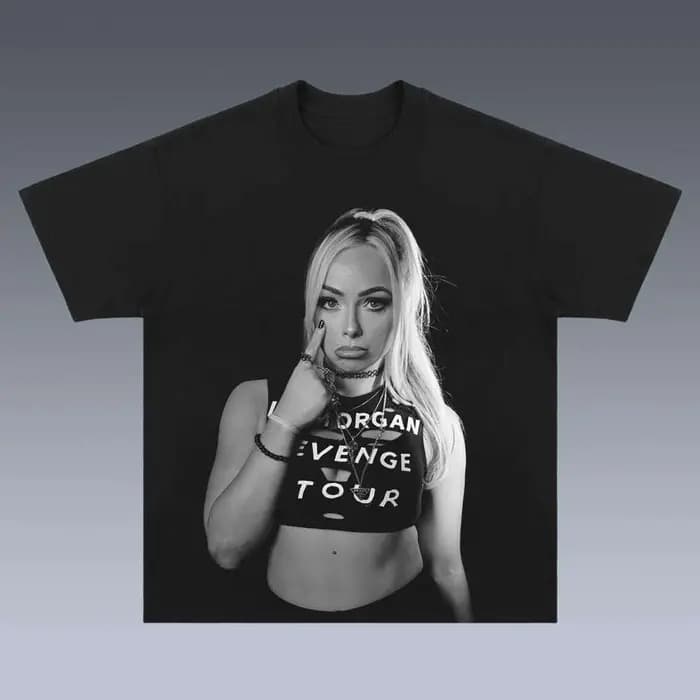 T-shirt à manches courtes en coton pour hommes et femmes, imprimé vintage, Liv Morgan "Revenge Tour"