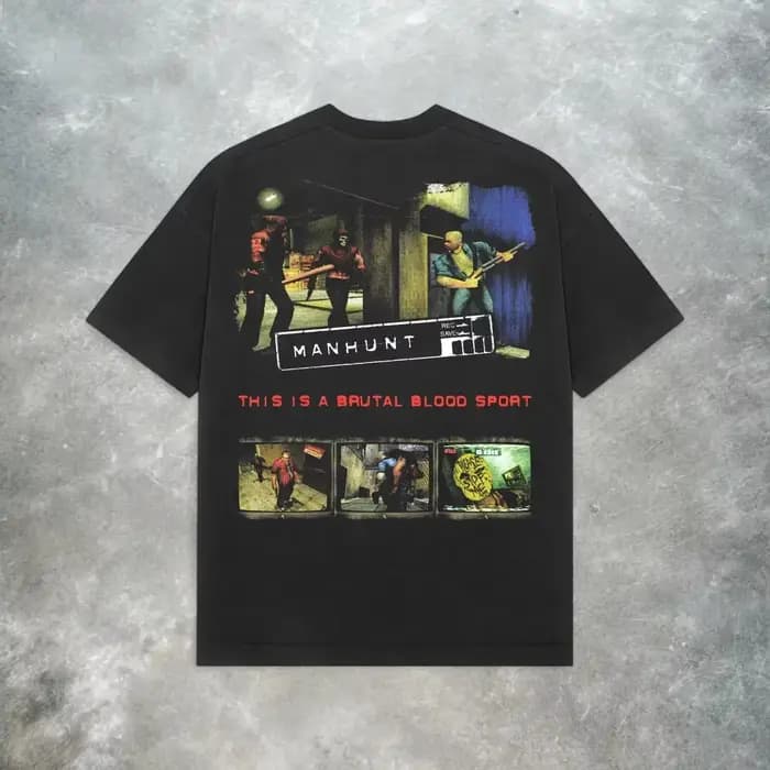 T-shirt Manhunt PS2_ T-shirt de jeu d'horreur rétro Y2K en pur coton, coupe ample, unisexe, mode déc