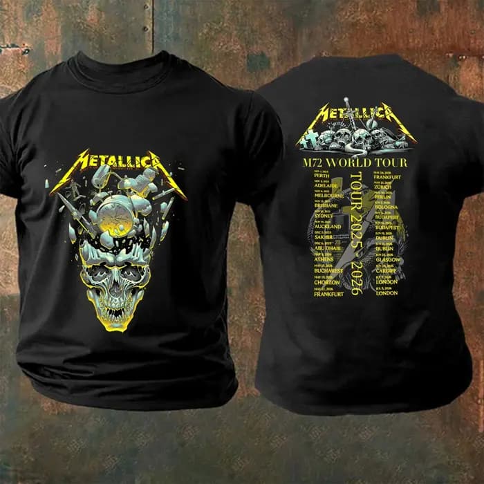 T-shirt Metallo M72 2026 World Tour Unisexe en Coton Style du 21ème Siècle T-shirts Populaires pour