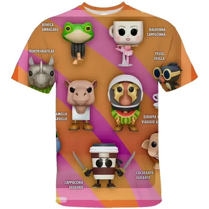 Nouveau Brr Brr Patapim T-shirt drôle italien Brainrot Meme graphique