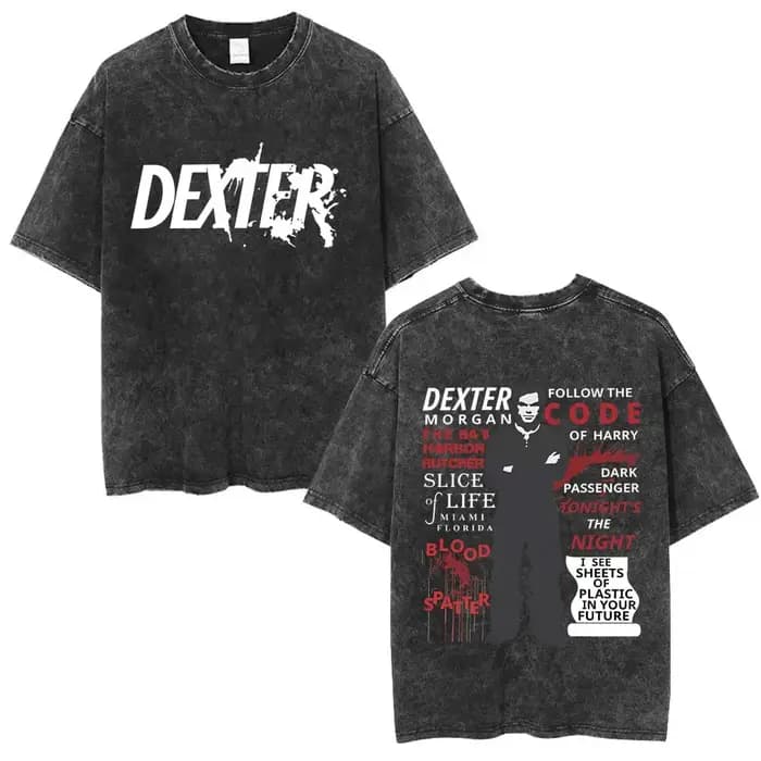 TV Play Dexter Morgan Lavé Vintage T-shirts Hommes Femmes Rétro Surdimensionné Manches Courtes